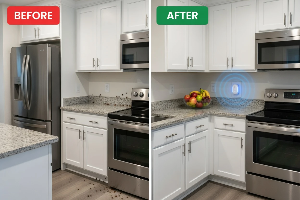before and after: home cleared of rodent activity